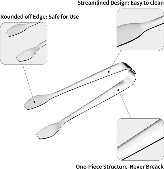 Mini Serving Tongs, Small Serving Utensils for Catering, Kitchen Tongs, Food-Grade Premium 304 Stainless Steel Tongs, (4.5" Appetizer Tongs)