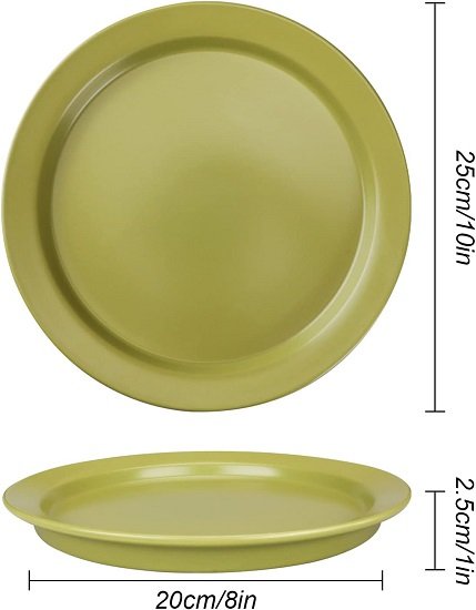 2 Pack Dinner Plates, 8 Inch Avocado Green Porcelain Salad Plates Round Ceramic Serving Dining Plate Set of 2 for Dinner Pasta