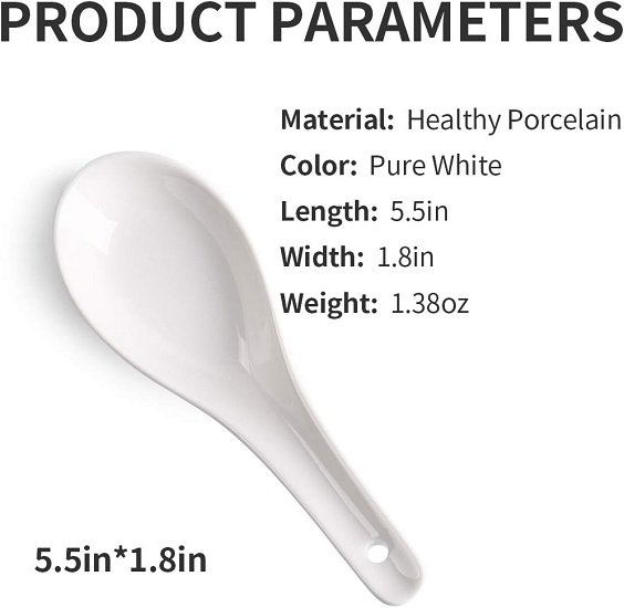 Ceramic Soup Spoons, Asian Ramen Spoons Set of 12 Proper for Miso Wonton Ramen Dumpling Macaron Dishwasher & Oven Safe