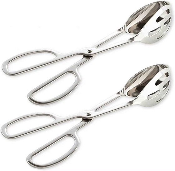 2-PACK Serving Tongs for Buffet Party Catering .Thickening Food Serving Tongs Salad / Cake / Bread Tongs Kitchen Tongs, Stainless Steel