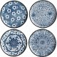 4pcs Blue and white Ceramic Appetizer Plates Seasoning Dishes Dipping Bowls