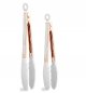 Stainless Steel Silicone Tip Kitchen Food Grilling and Cooking Tongs Set of Two for Nonstick Cookware, Grilling Tongs, Rose Gold and White 9" and 12"